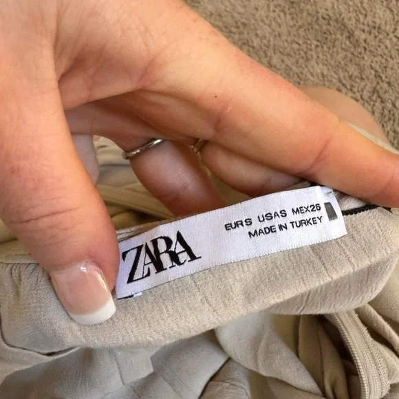 Zara Beige Ruched mini Dress - Picture 10 of 11